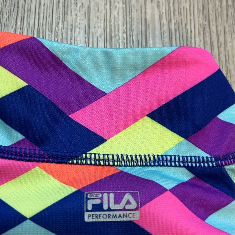Fila Colorful Geometric Pattern Athletic Activewear Sport Performance Pullover - Picture 9 of 11